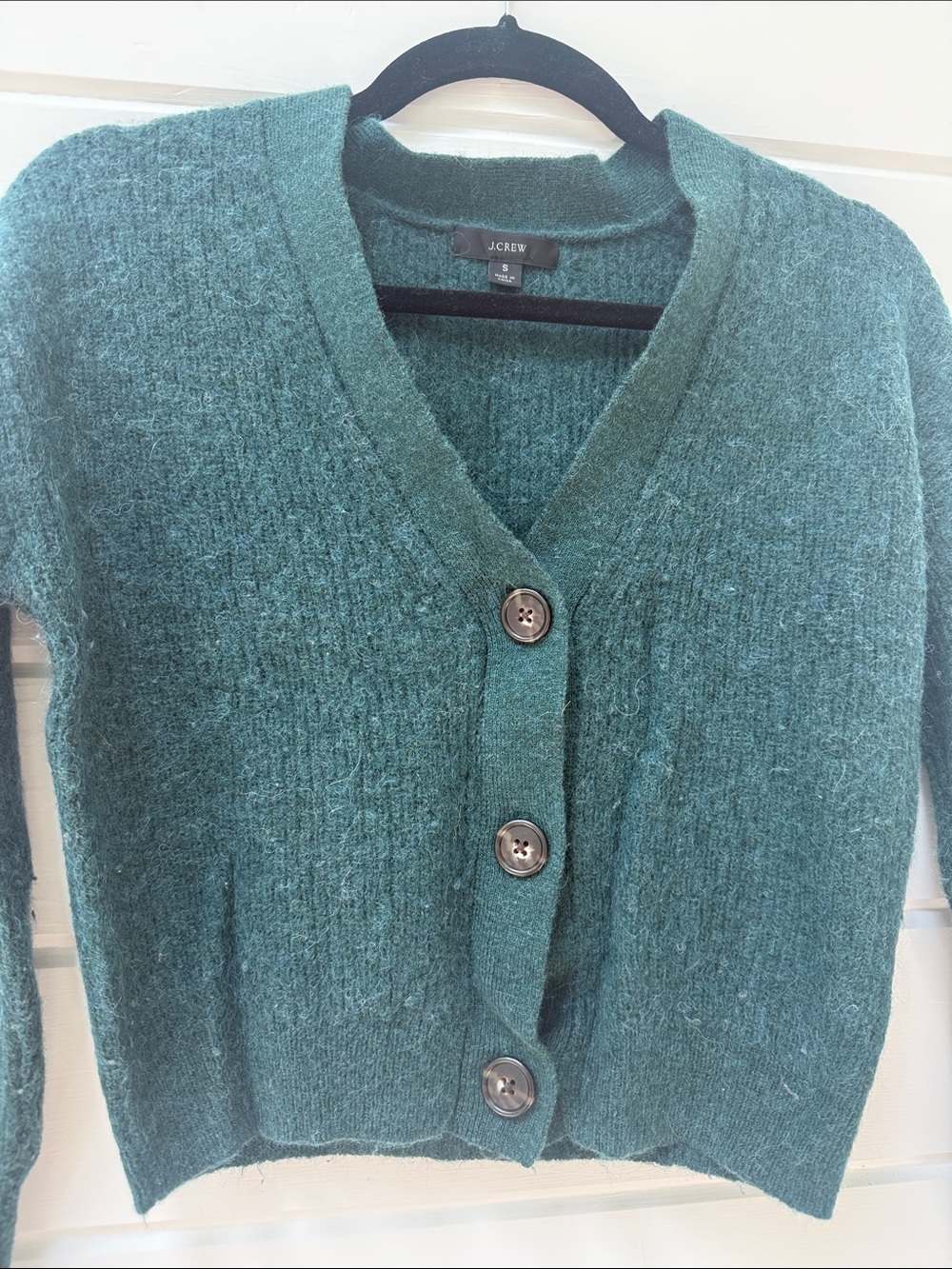 J.Crew alpaca & wool sweater Cardigan in jade jewel tone